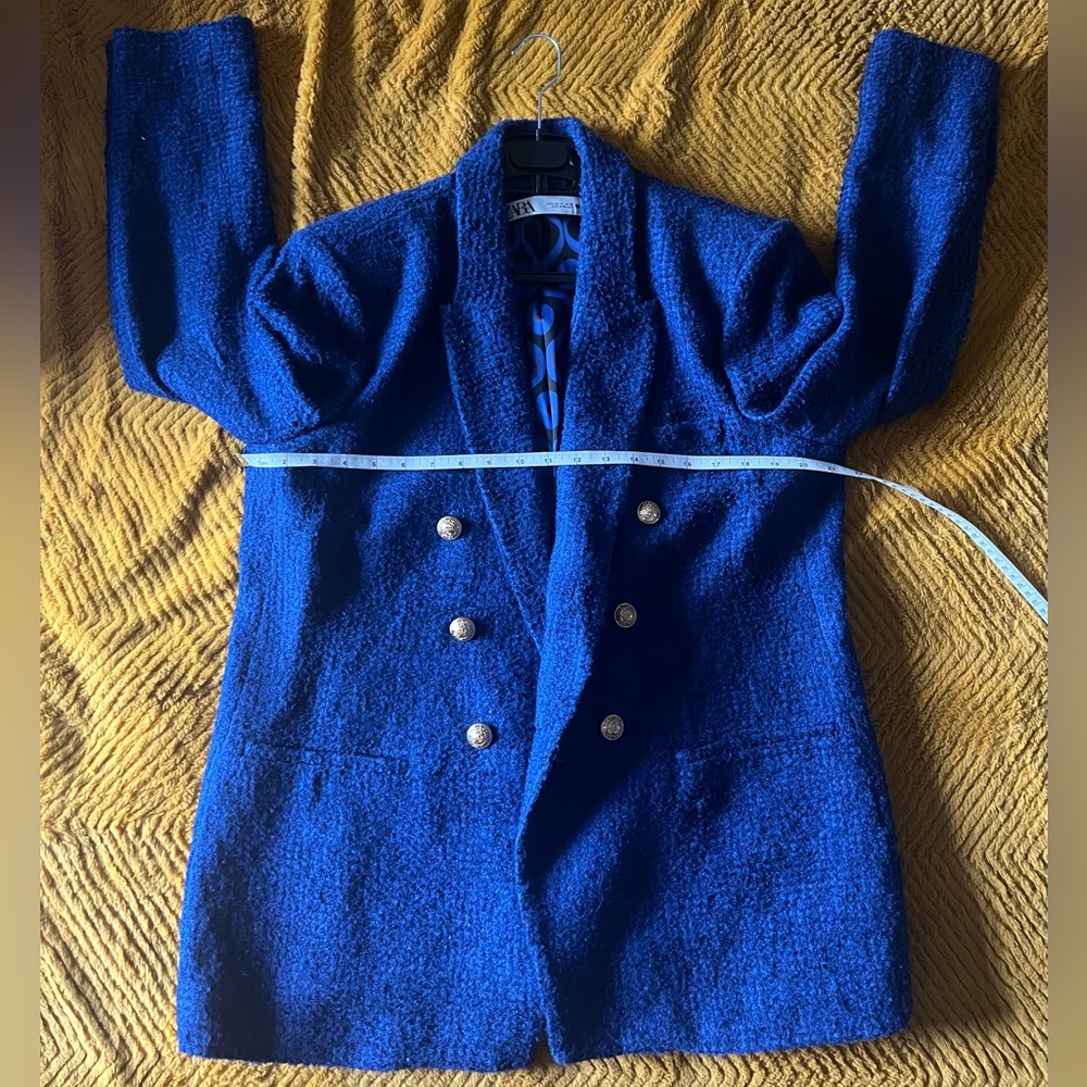 Zara Blue Double-Breasted Blazer